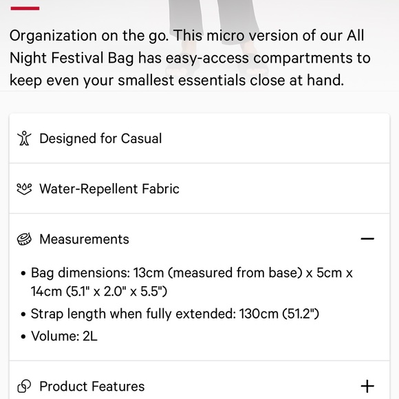 Lullemon All Night Festival bag 2L in Black/gold - Picture 2 of 13